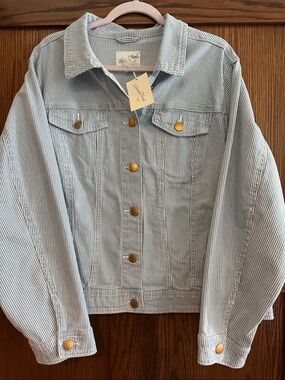Universal Thread Light Blue Pinstriped Jean Jacket